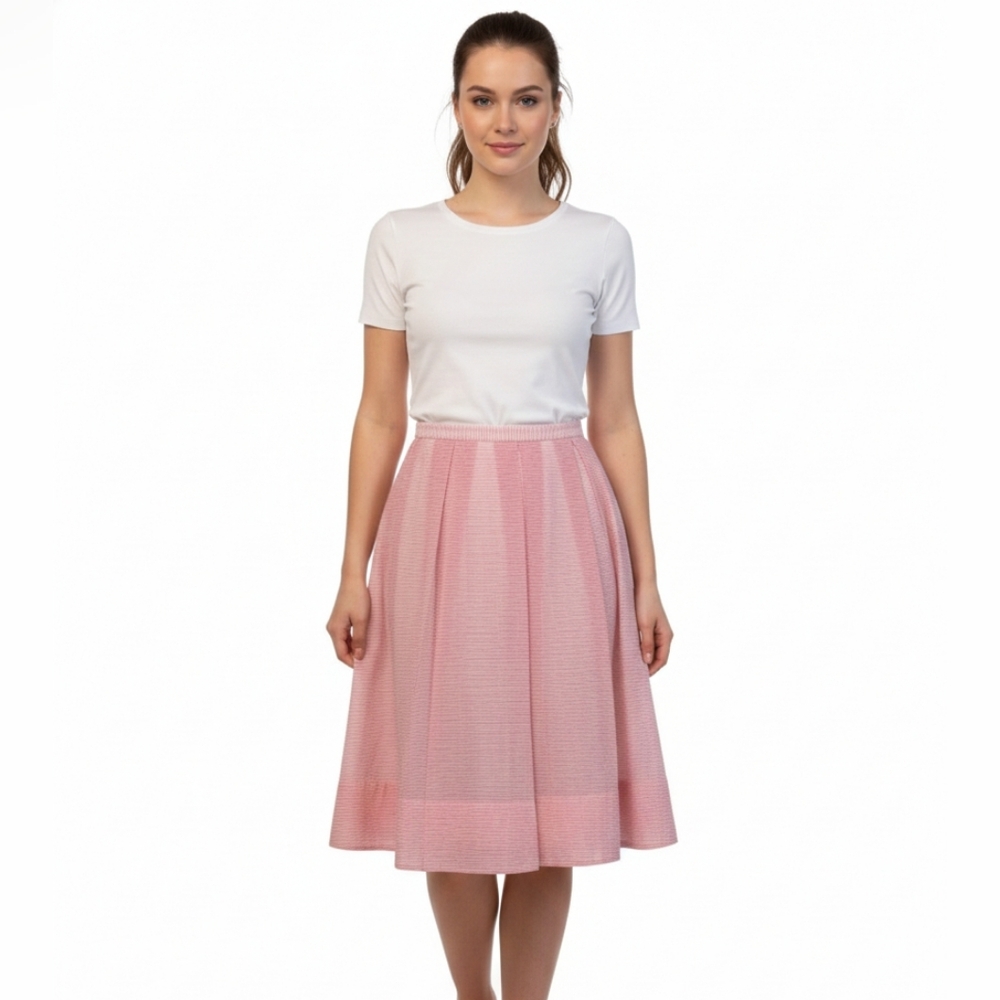 Vintage‎ Talbots NWT Elegant Sheer Pink A-Line Skirt With Stripes Size 8 Silk